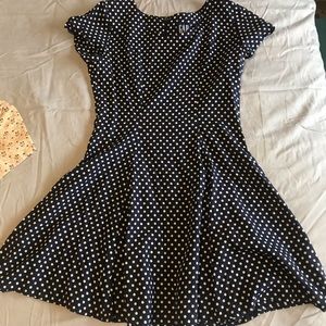 Vintage Gap navy blue polka dot skater dress